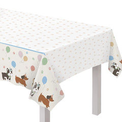 Playful Pups Plastic Table Cover - Case of 96