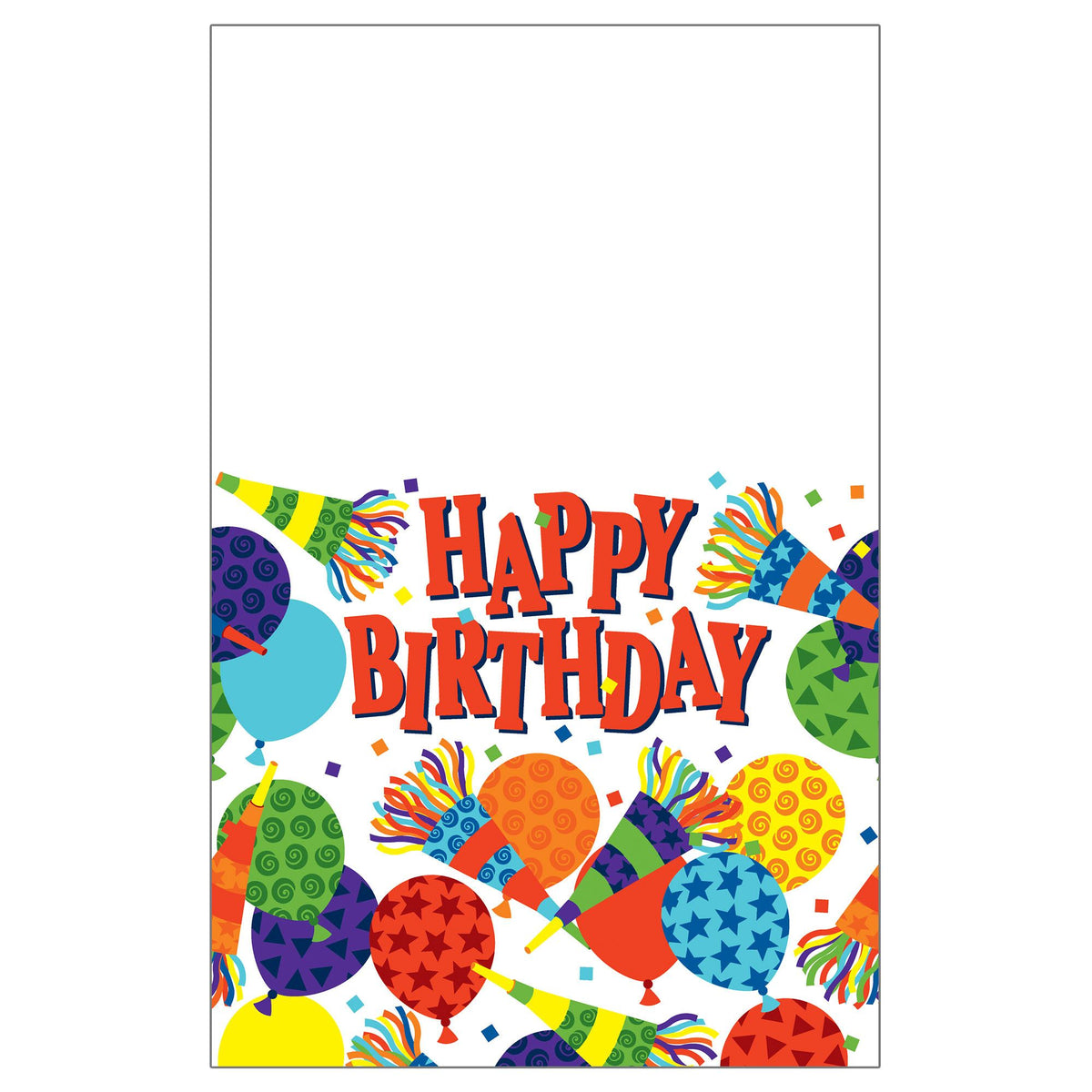Festive Birthday Horns Plastic Table Cover - Pack of 12