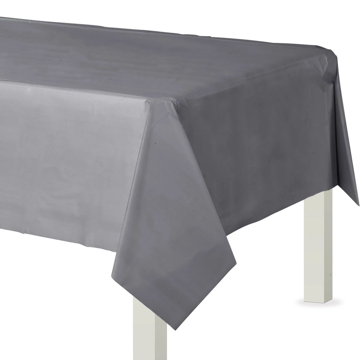 Silver Flannel Backed Plastic Table Cover - Pack of 6