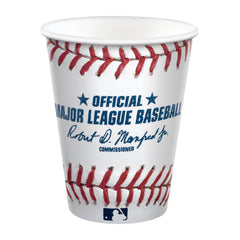 MLB Rawlings Plastic Reusable Cups, White/Red/Blue, 16-oz, 8-ct - Pack of 12