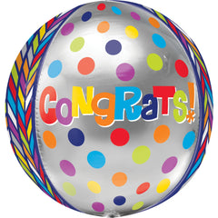 16-Inch Geometric Congrats Orbz Balloon - Pack of 5