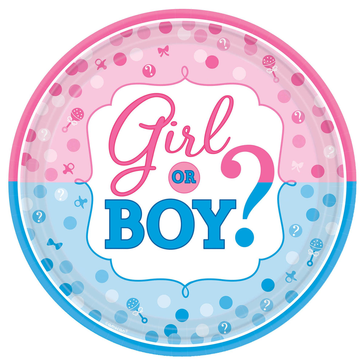 Girl or Boy? Dinner Paper Plates, Blue/Pink, 10.5 inch, 8-ct - Pack of 12