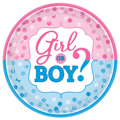 Girl or Boy? Dinner Paper Plates, Blue/Pink, 10.5 inch, 8-ct - Pack of 12