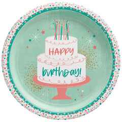 Happy Birthday 10.5-inch Decorative Paper Plates, 8-ct - Pack of 12