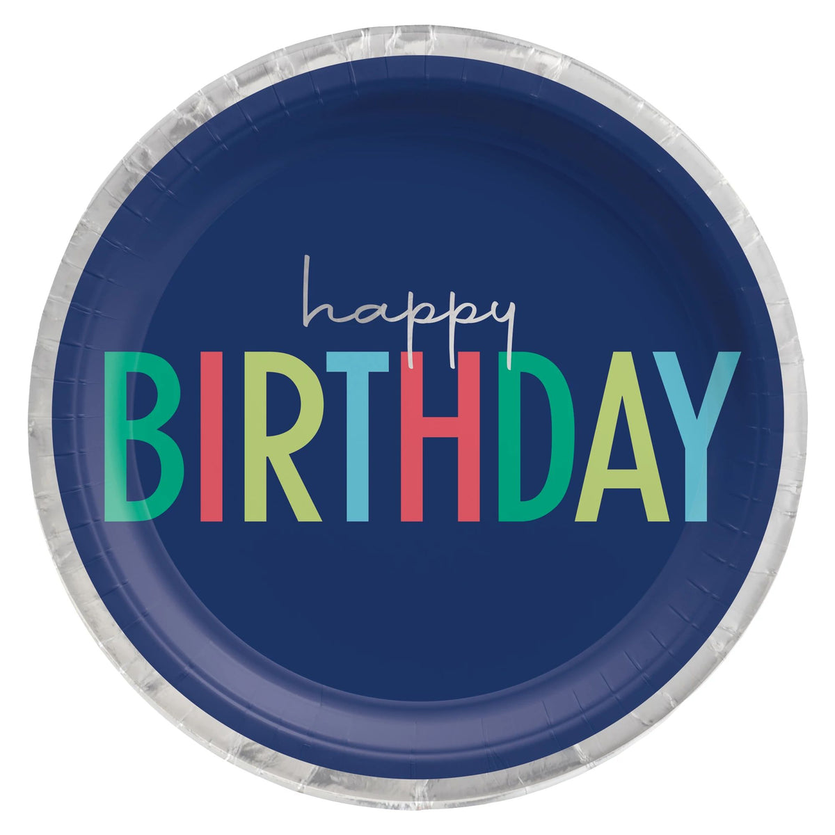 10.5-inch Modern Blue Happy Birthday Lunch Paper Plate, 10-in, 8-ct - Pack of 2
