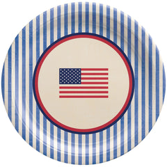 Patriotic Striped 10.5-inch Paper Plates, 8-ct - Pack of 3