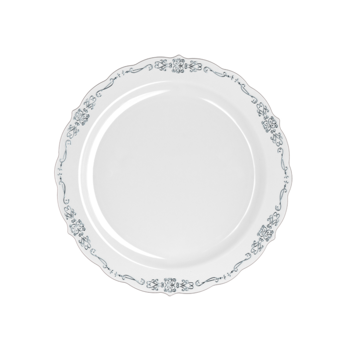 7.5 In. Gray/Silver Victorian Design Plates | 40 Count