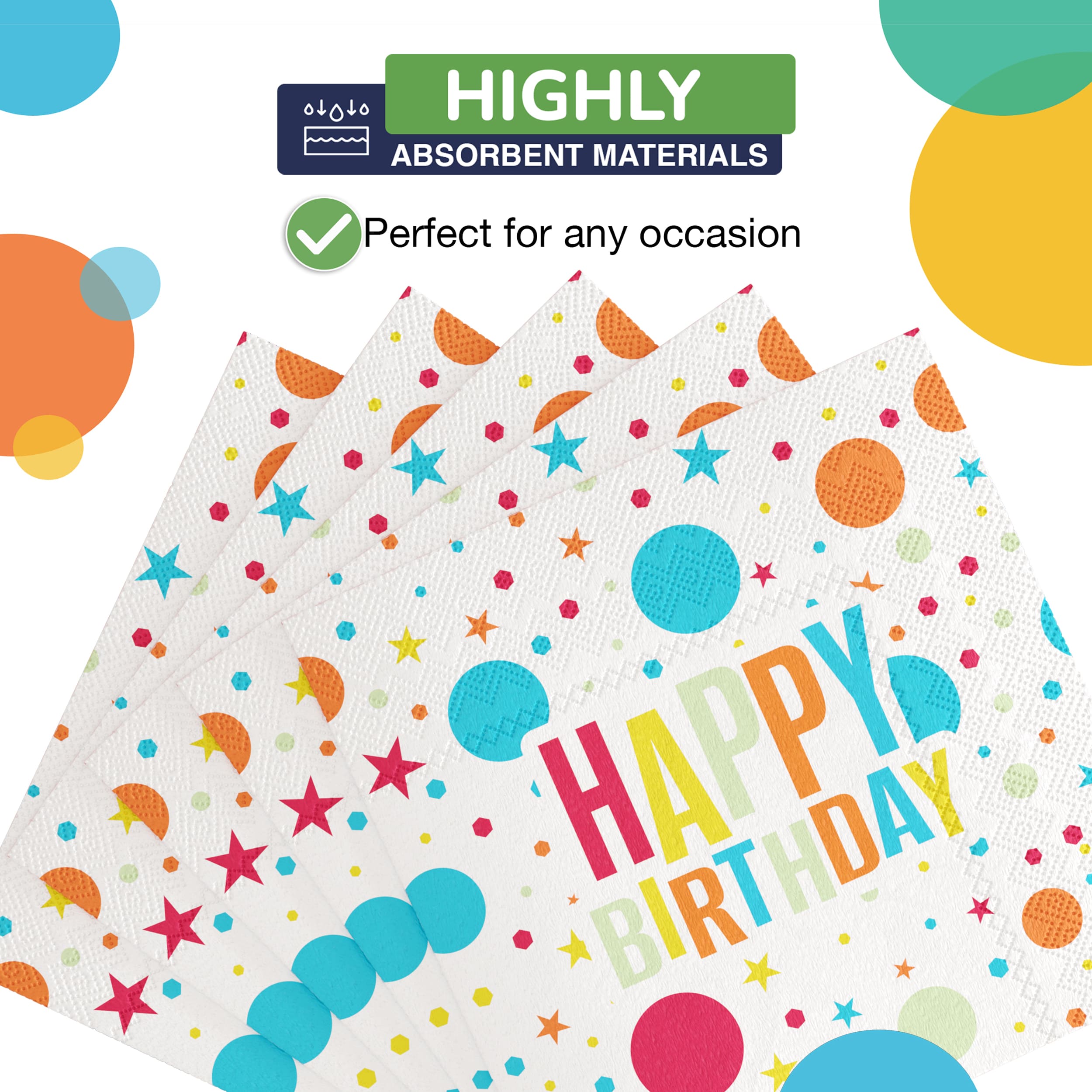 Birthday Print Luncheon Napkins | 300 Count