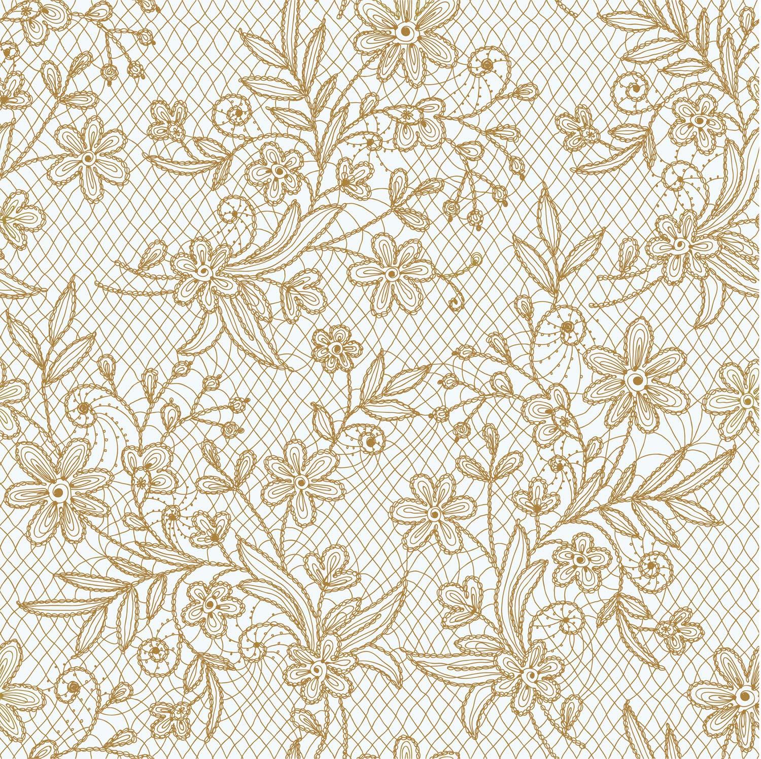 Gold Floral Printed Plastic Table Covers | 48 Count