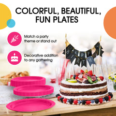 9 In. Cerise Paper Plates | 100 Count