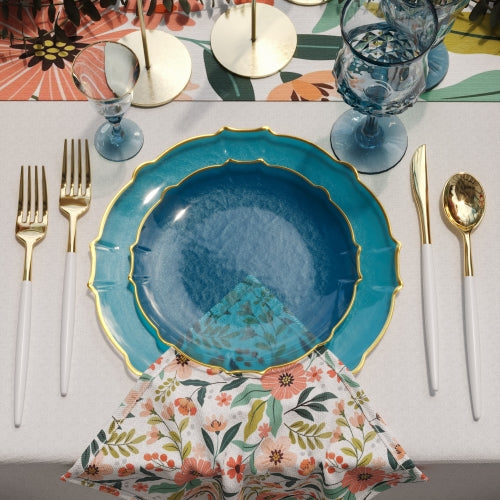 Peacock/Gold Petal Plates Combo Pack | 40/40