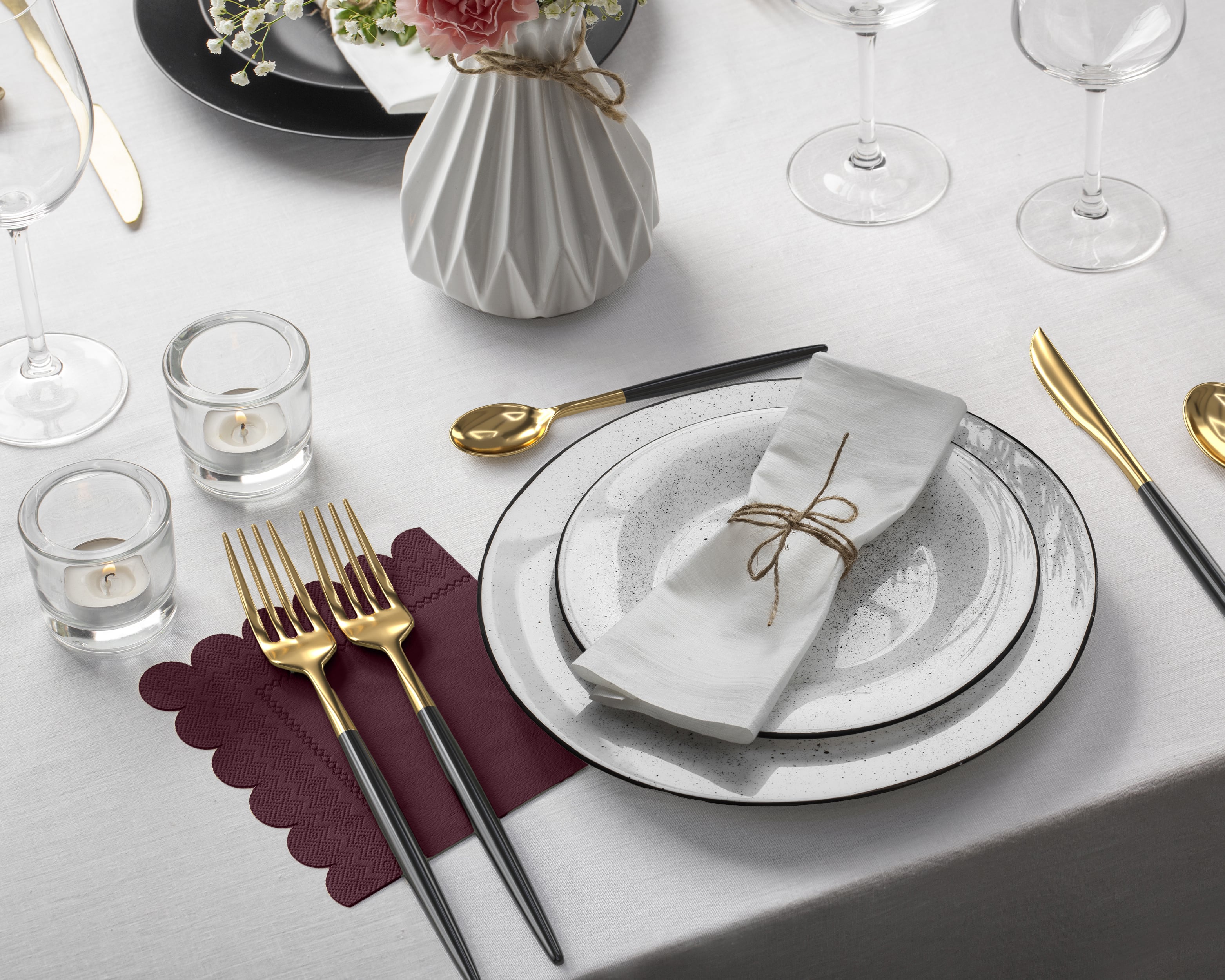 Brown Scallop Beverage Napkins | 100 Count