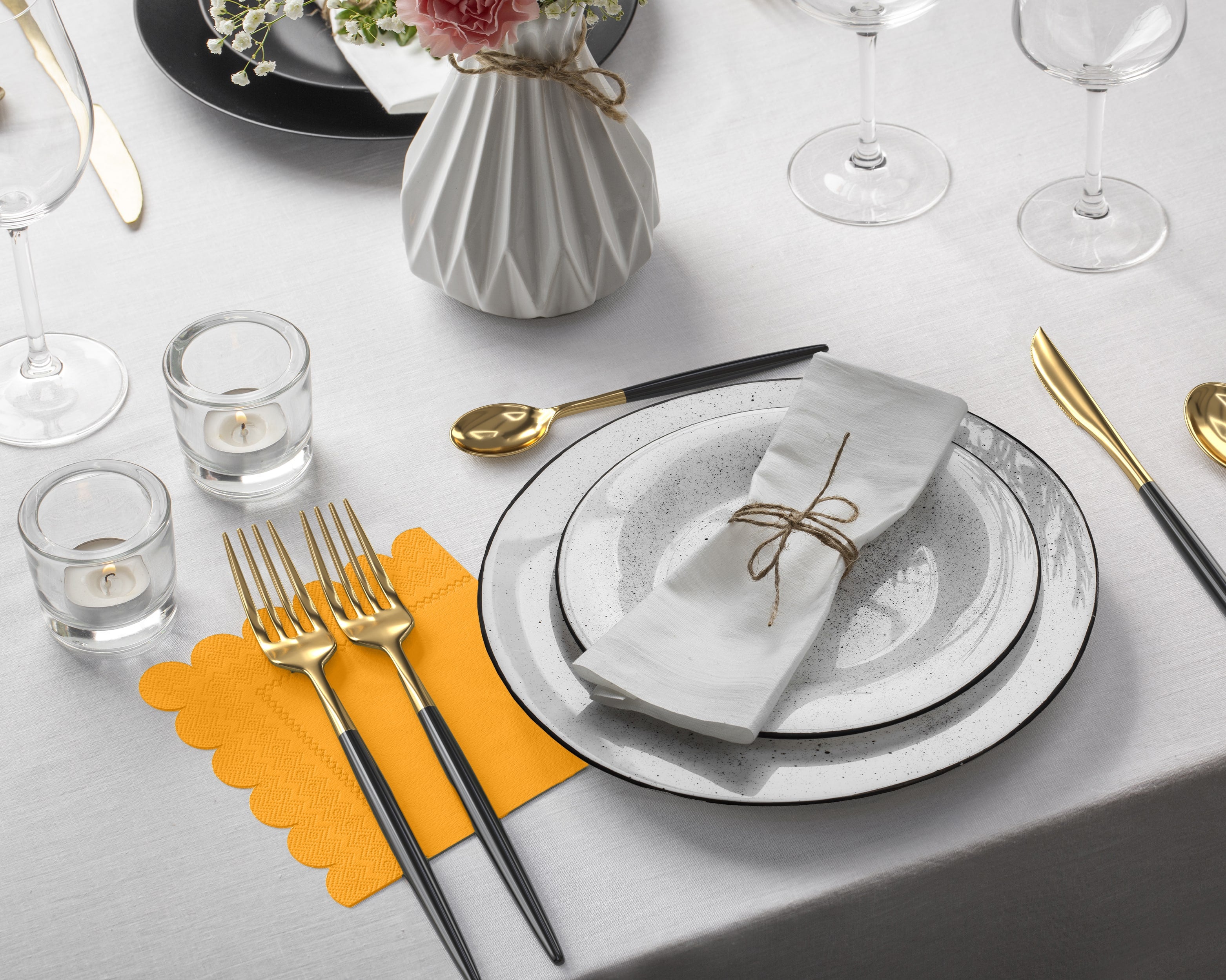 Yellow Scallop Beverage Napkins | 100 Count