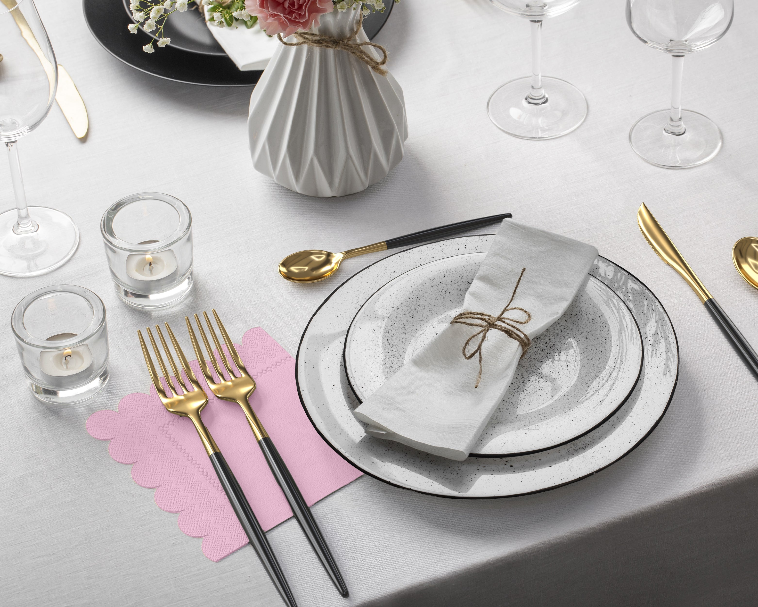 Pink Scallop Beverage Napkins | 100 Count