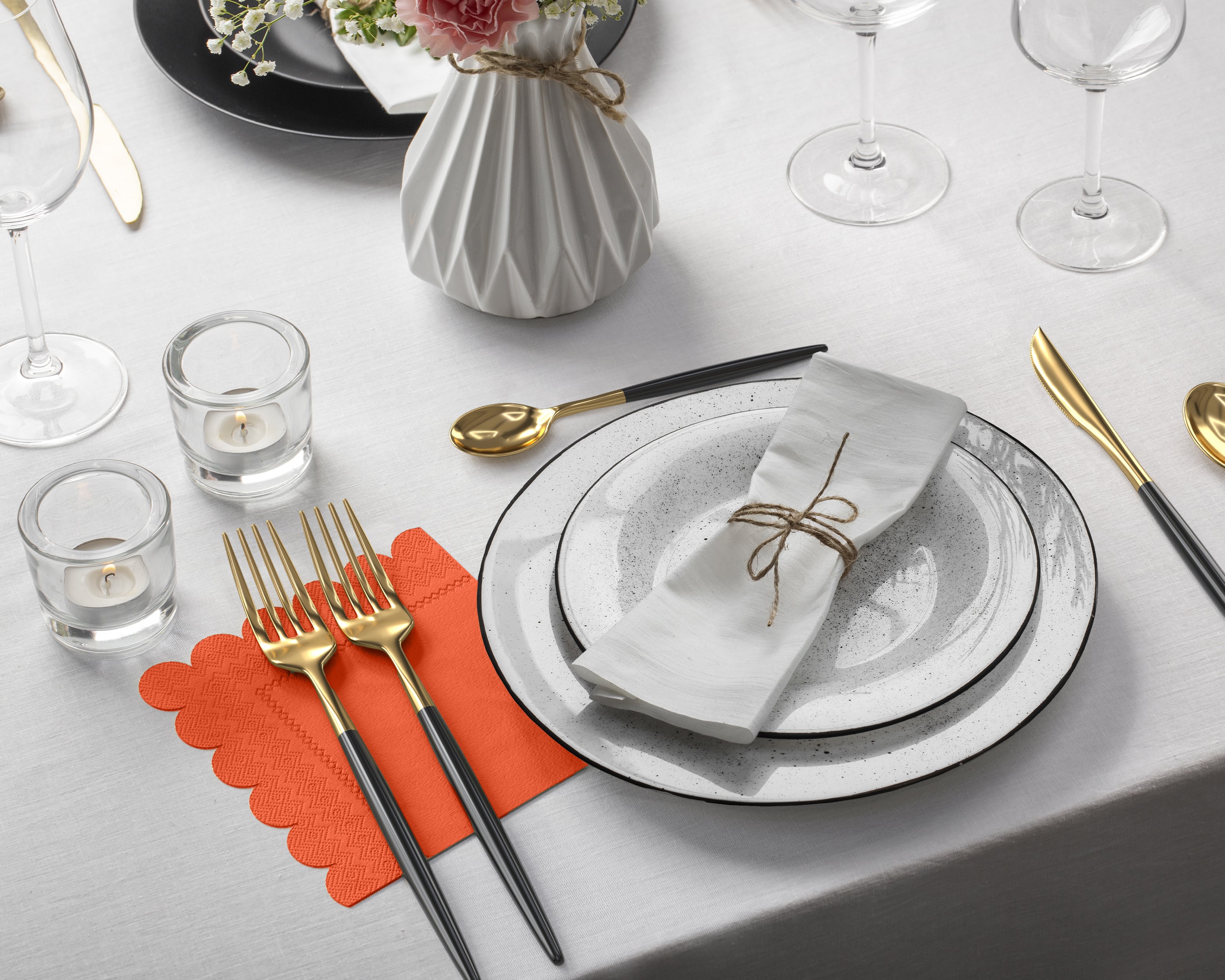 Orange Scallop Beverage Napkins | 100 Count