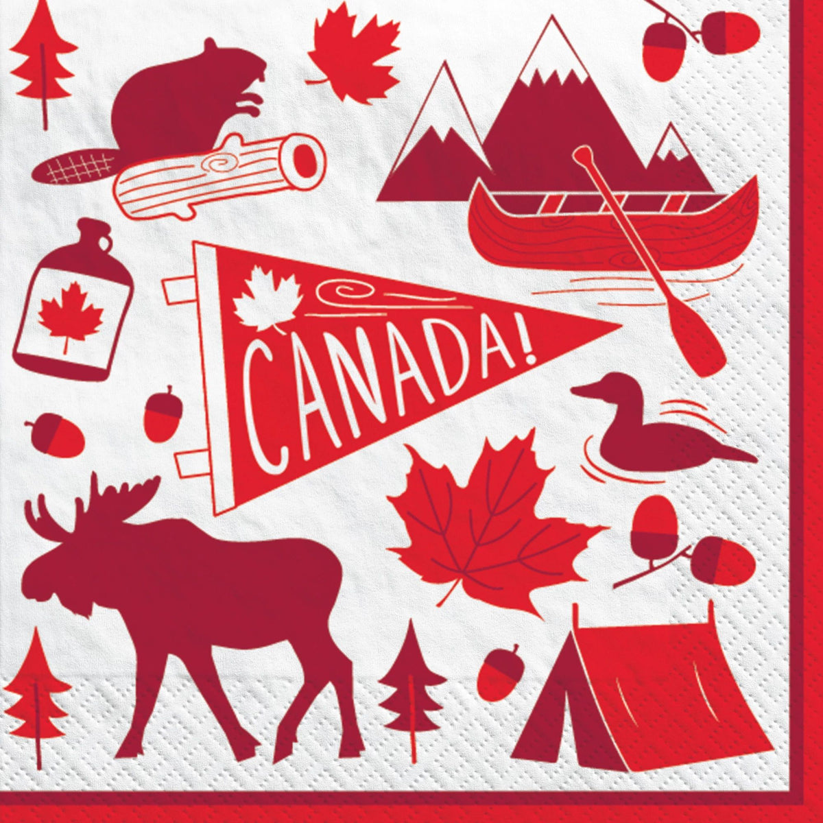 Canada Day Square Paper Lunch Napkins, Red, 6.5-inch, 20-ct - Pack of 2