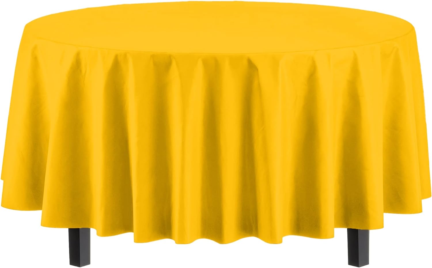 Premium Round Yellow Plastic Table Covers | 96 Count