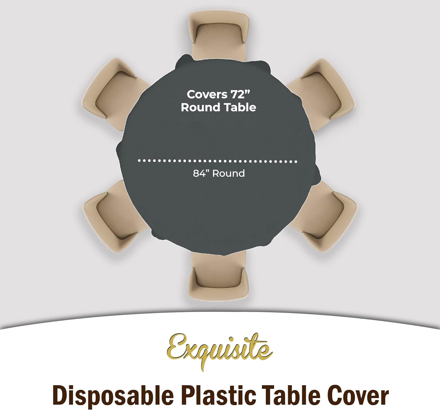 Premium Round Silver Plastic Table Covers | 96 Count