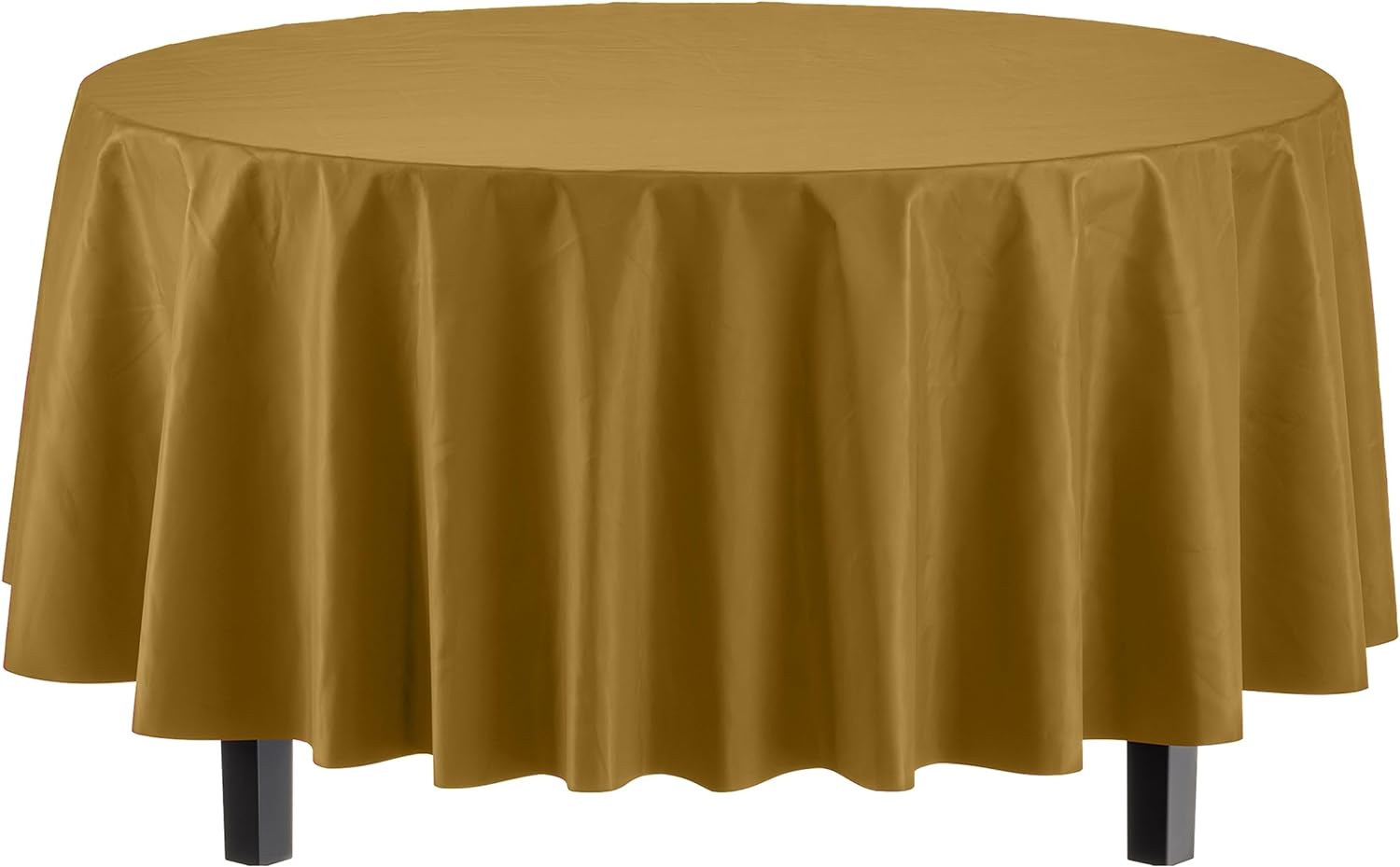 Gold Round Plastic Table Covers | 48 Count