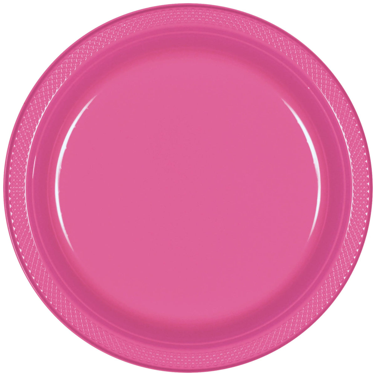 Bright Pink 7-inch Round Plastic Plates - 50-ct - Case of 6