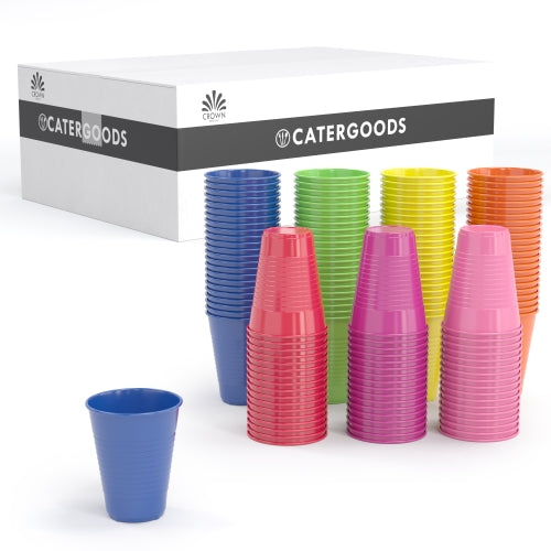 7Oz Assorted Color Plastic Cups - 7/100 - Carton