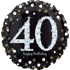 18-inch Sparkling 40th Birthday Foil Balloon - Pack of 10