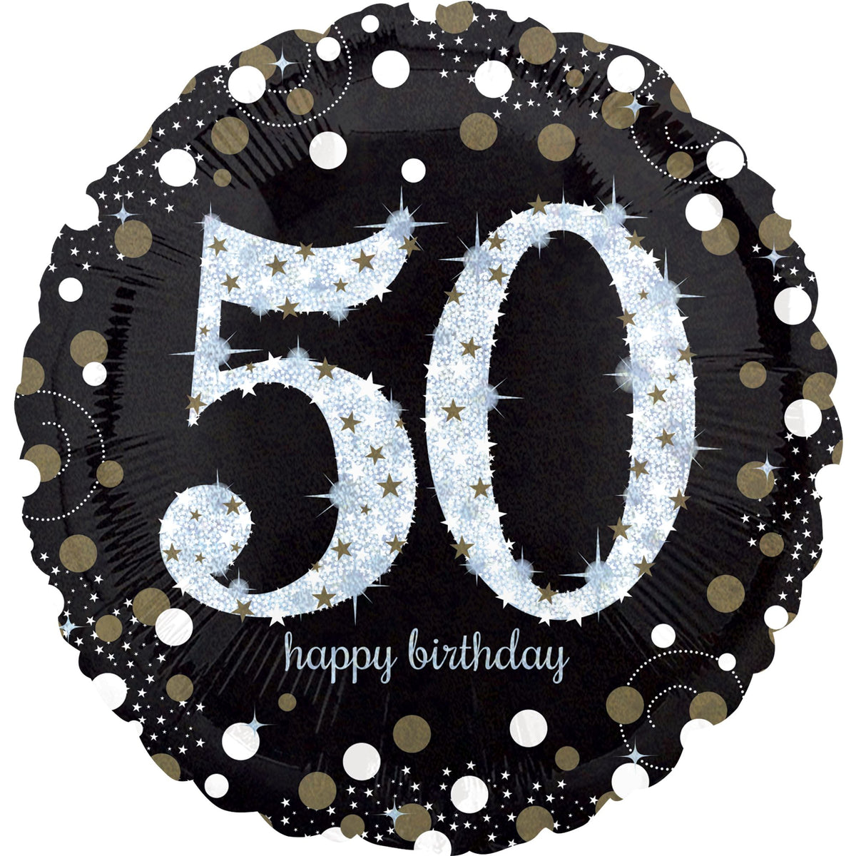 Sparkling 50th Birthday Mylar Balloon - 18 Inch - Pack of 5
