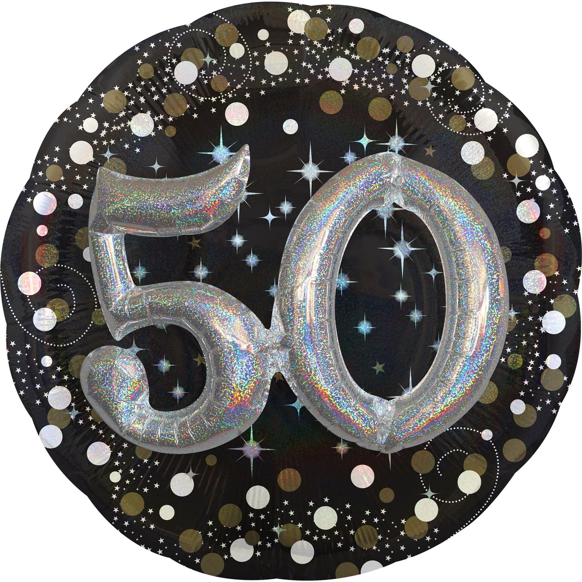 Sparkling Silver 50th Birthday Foil Balloon - Pack of 5