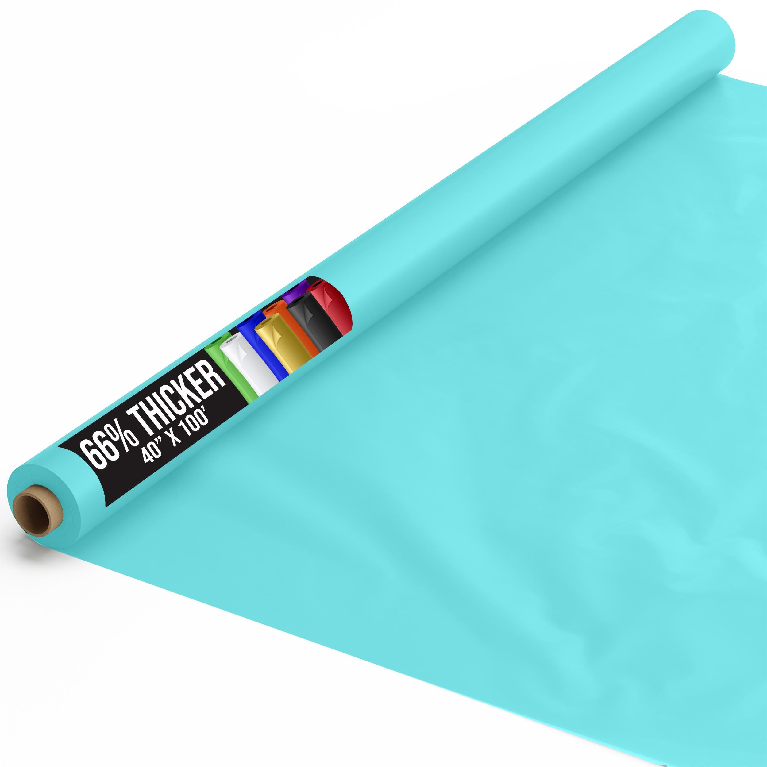 40 In. x 100 Ft. Premium Aqua Plastic Table Roll | 6 Pack