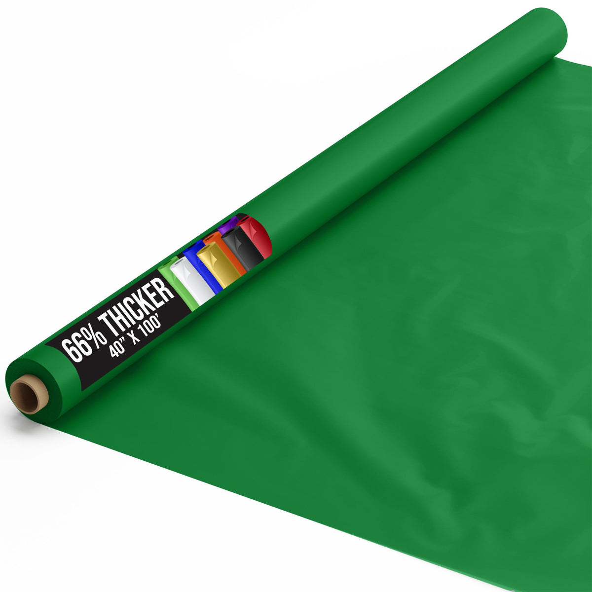 40 In. x 100 Ft. Premium Emerald Green Plastic Table Roll | 6 Pack