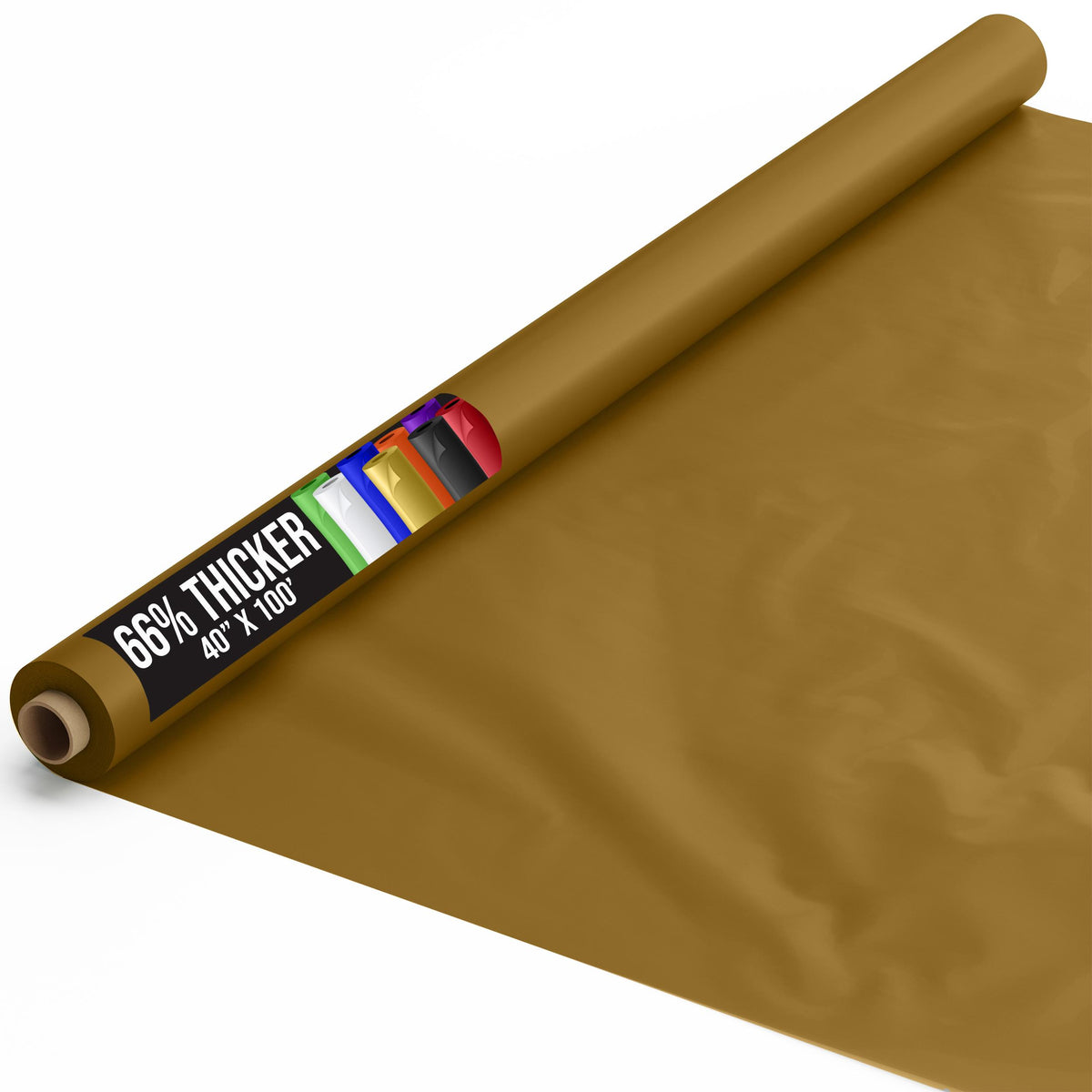 40 In. x 100 Ft. Premium Gold Plastic Table Roll | 6 Pack