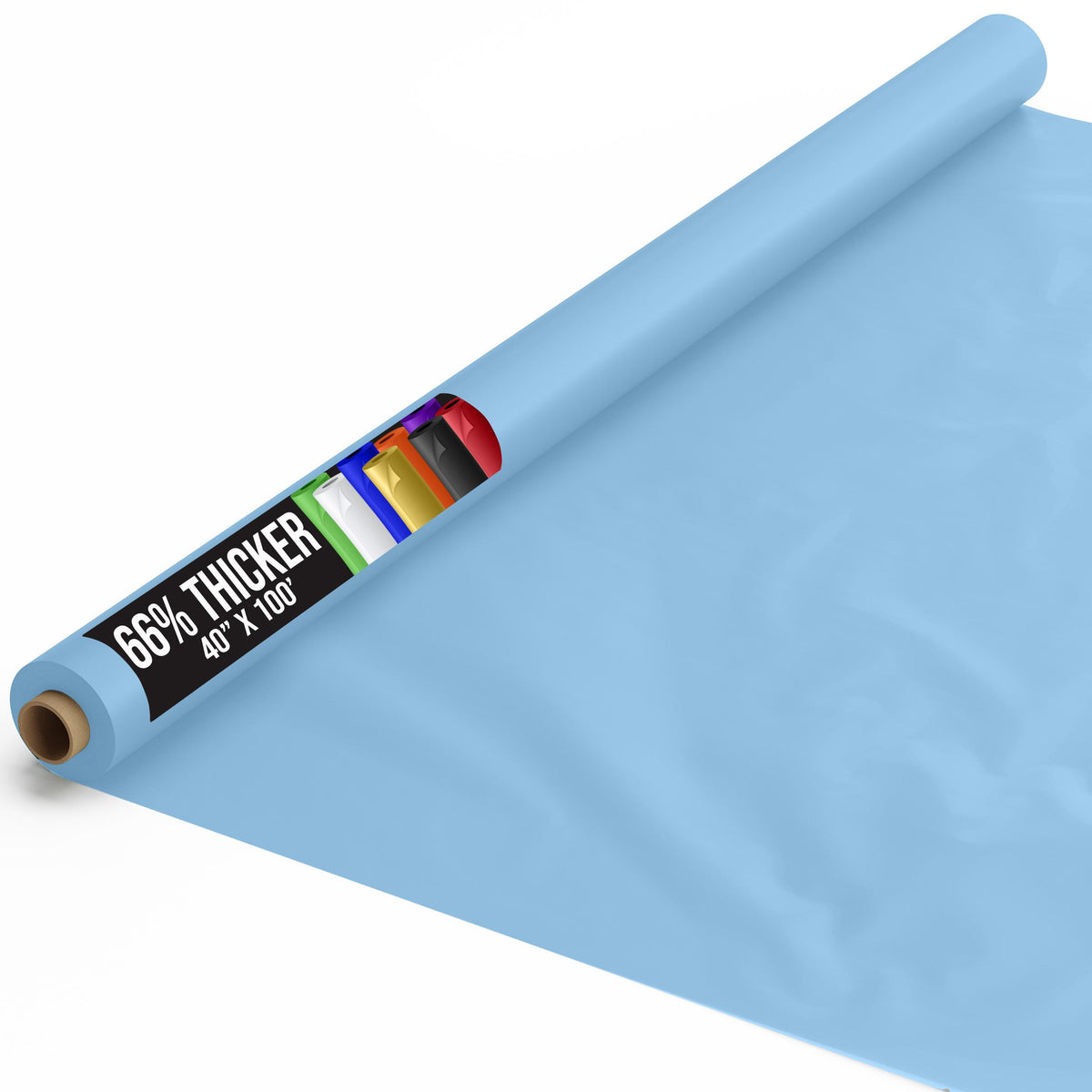 40 In. x 100 Ft. Premium Light Blue Plastic Table Roll | 6 Pack