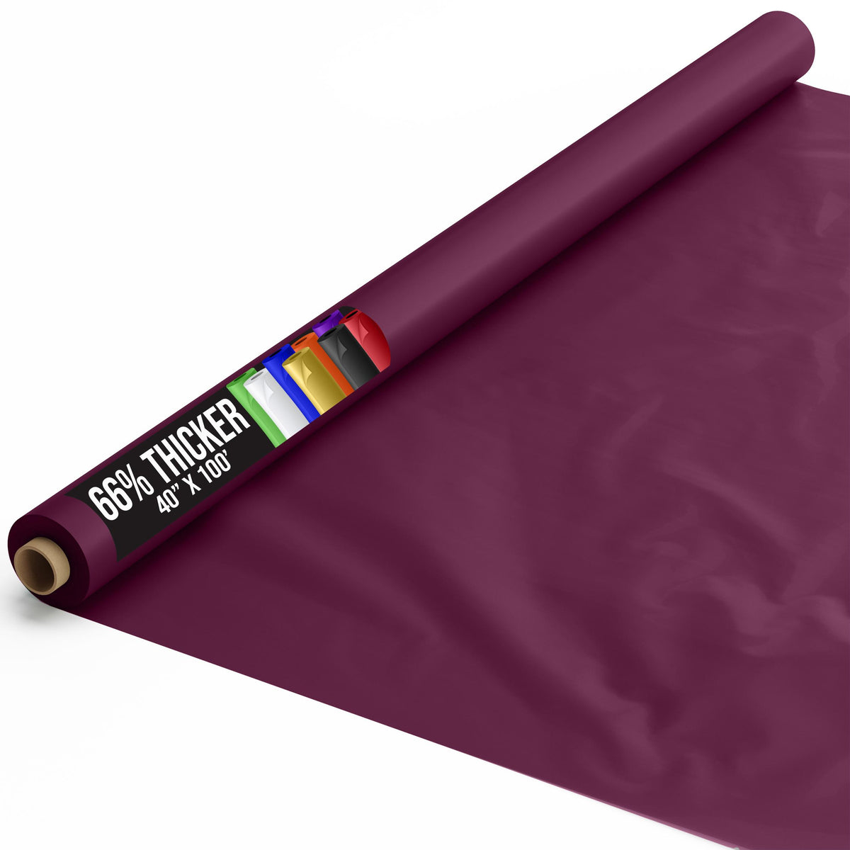 40 In. x 100 Ft. Premium Plum Plastic Table Roll | 6 Pack
