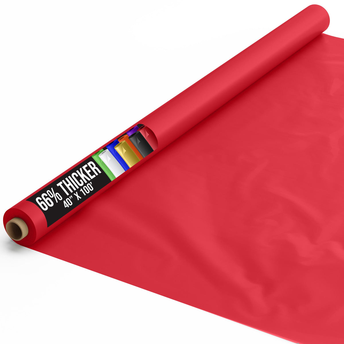 40 In. x 100 Ft. Premium Red Plastic Table Roll | 6 Pack