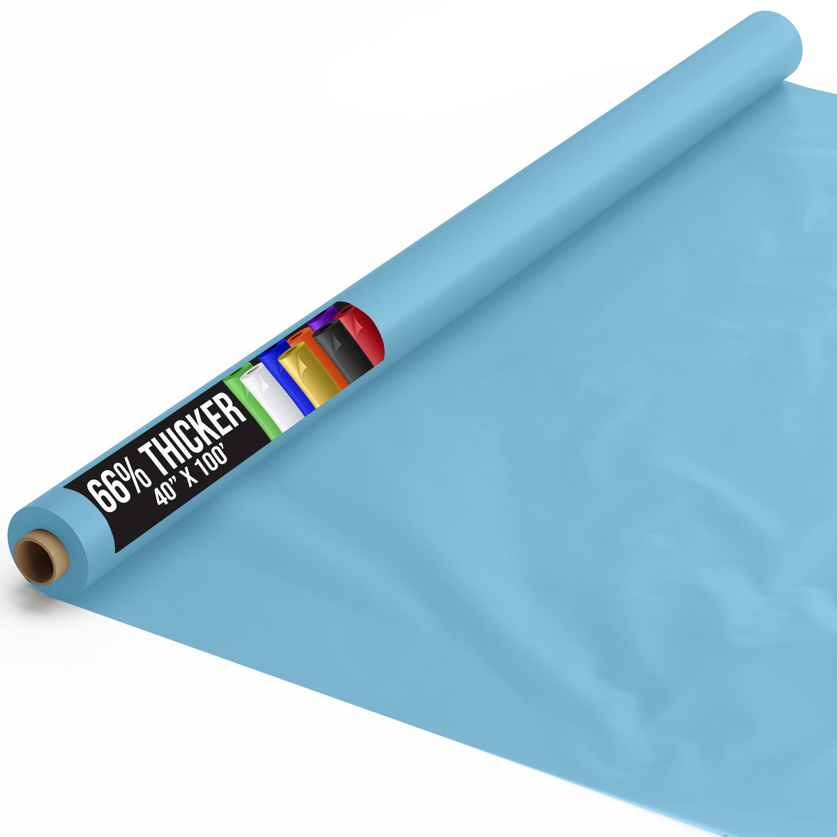 40 In. x 100 Ft. Premium Sky Blue Plastic Table Roll | 6 Pack