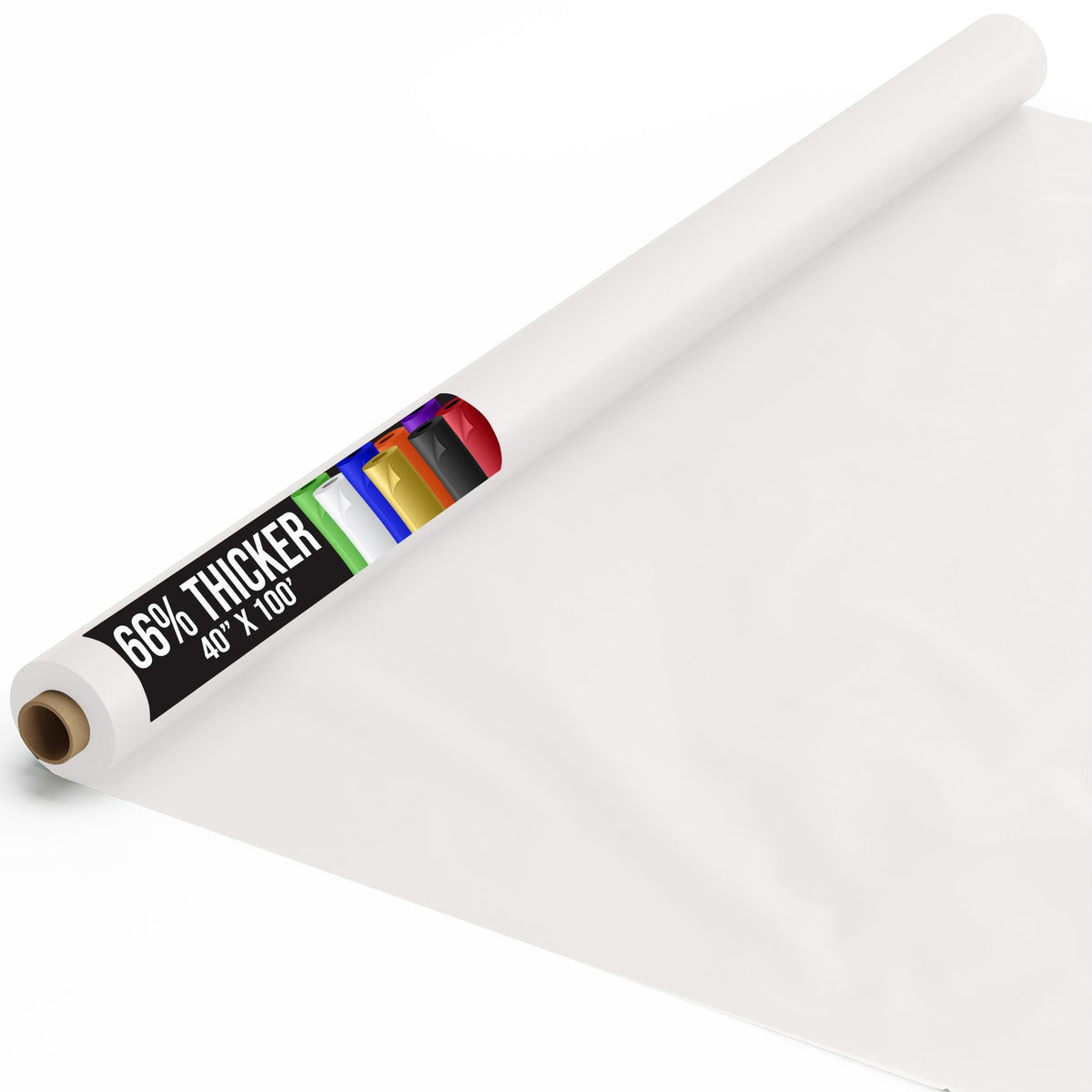 40 In. x 100 Ft. Premium White Plastic Table Roll | 6 Pack