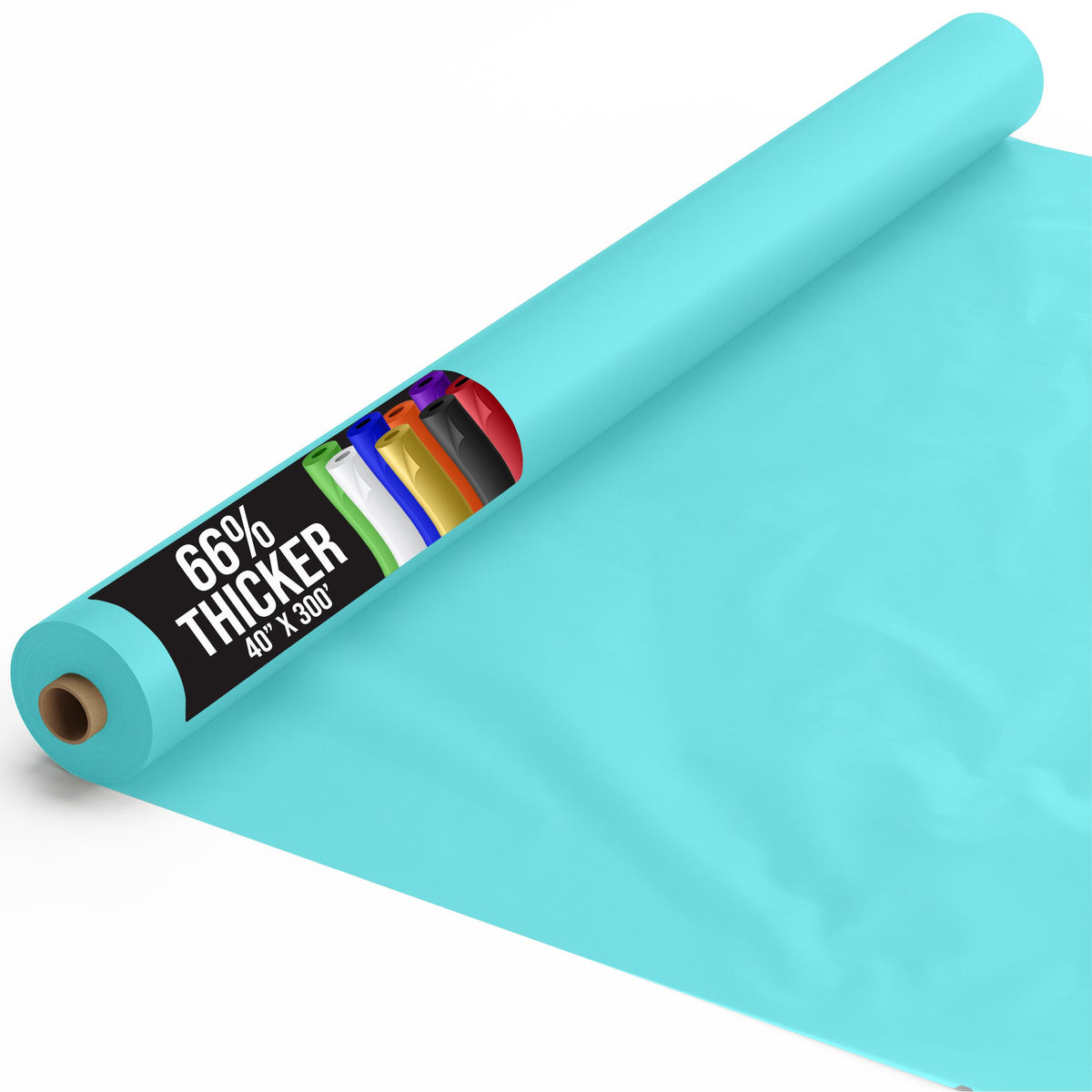 40 In. x 300 Ft. Premium Aqua Plastic Table Roll | 4 Pack