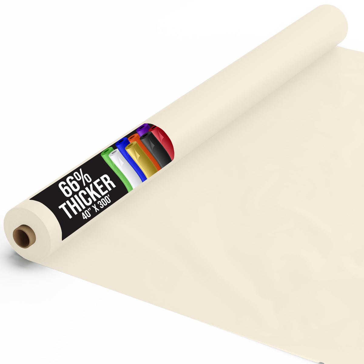 40 In. x 300 Ft. Premium Ivory Plastic Table Roll | 4 Pack