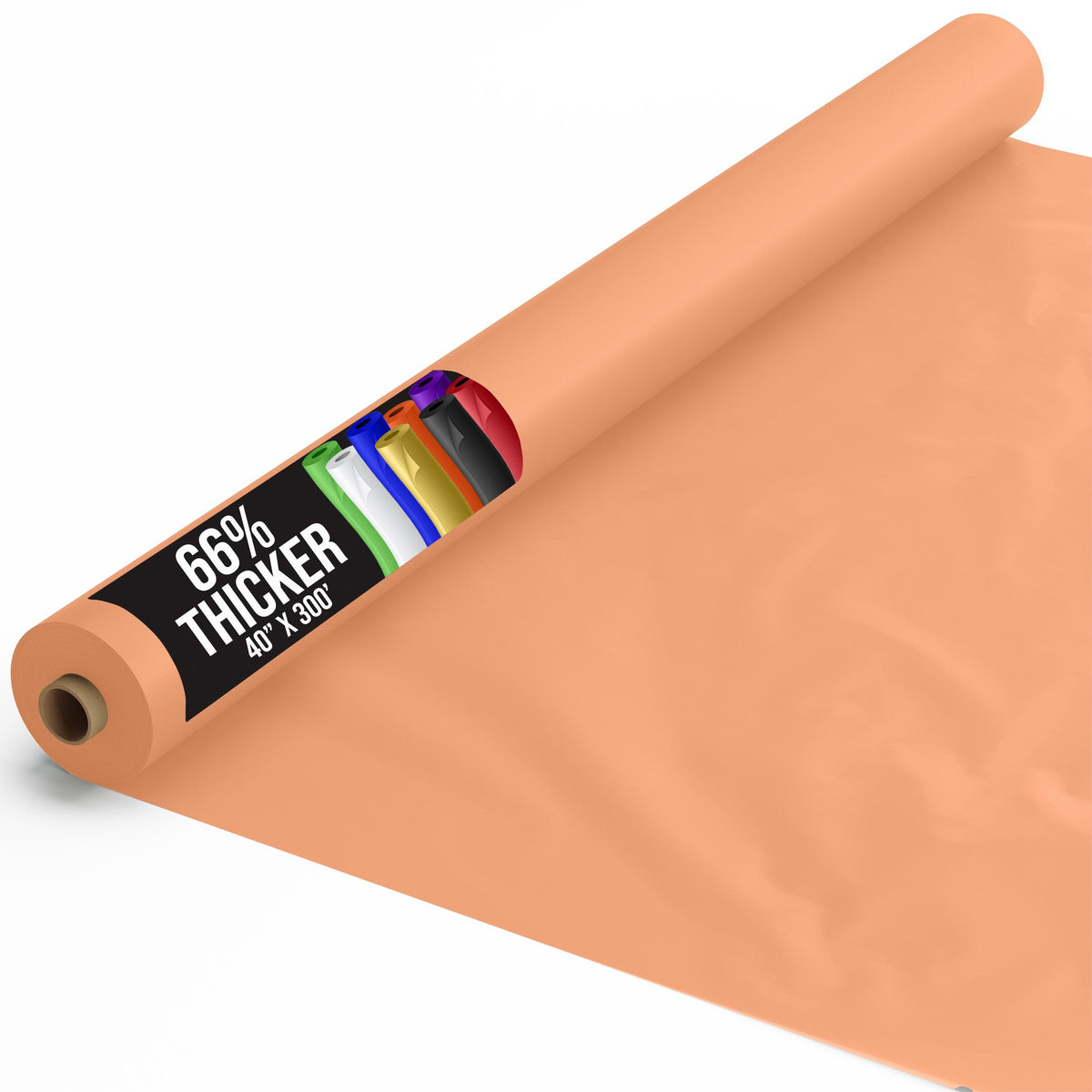 40 In. x 300 Ft. Premium Peach Plastic Table Roll | 4 Pack