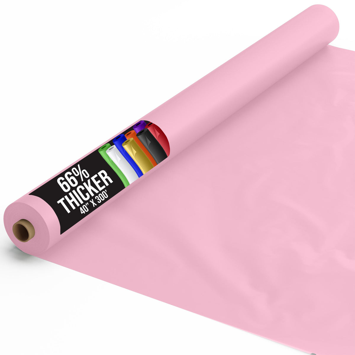 40 In. x 300 Ft. Premium Pink Plastic Table Roll | 4 Pack