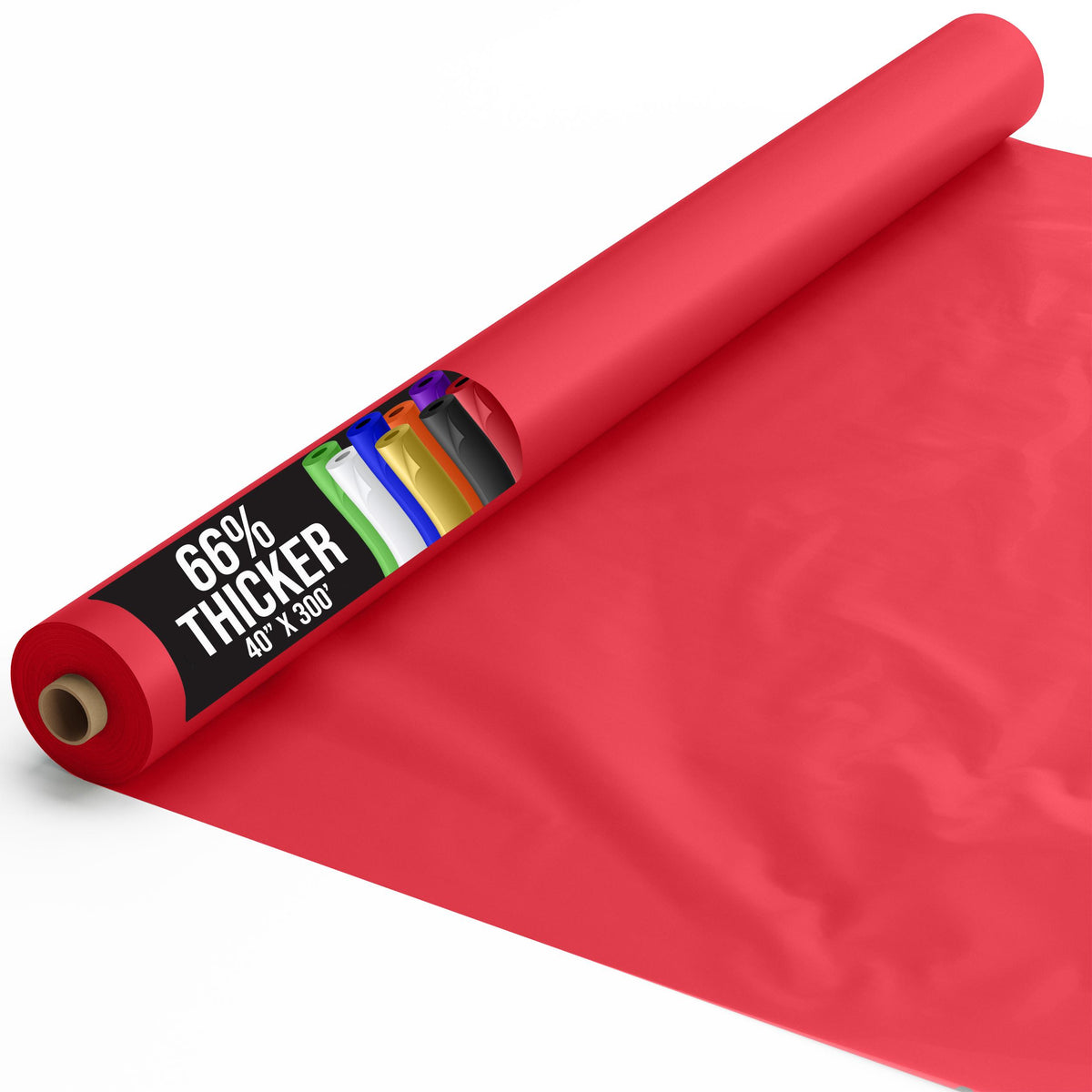 40 In. x 300 Ft. Premium Red Plastic Table Roll | 4 Pack