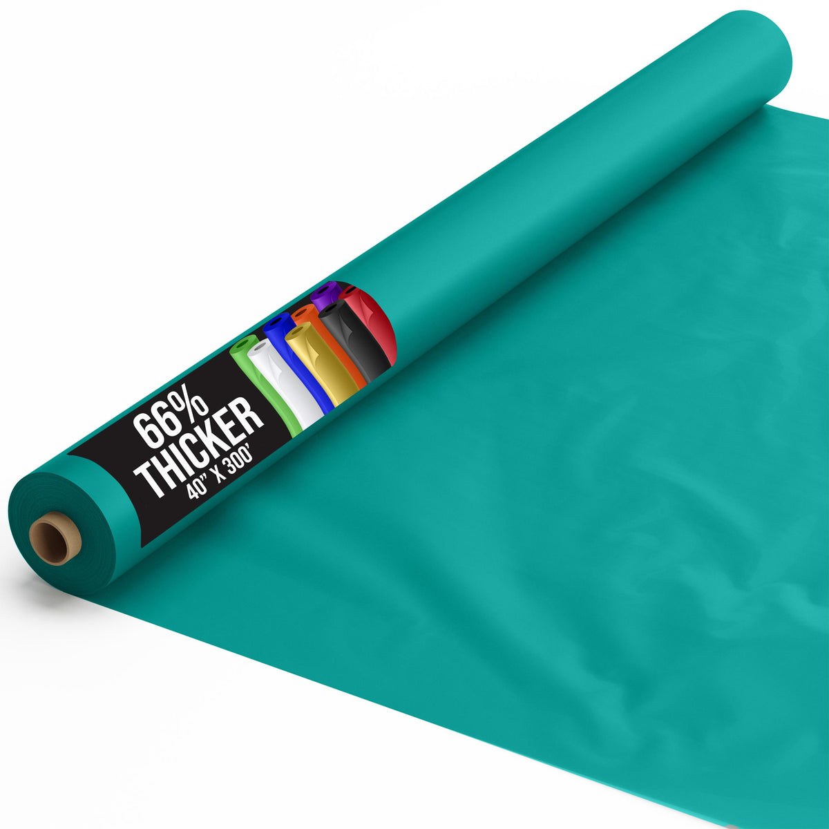 40 In. x 300 Ft. Premium Teal Plastic Table Roll | 4 Pack