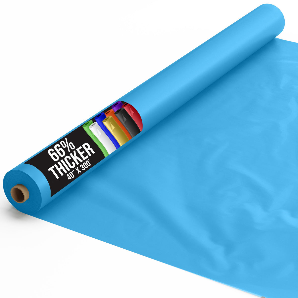 40 In. x 300 Ft. Premium Turquoise Plastic Table Roll | 4 Pack