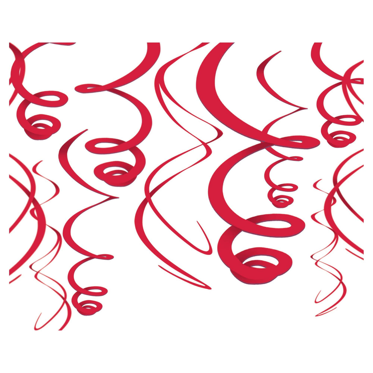 Vibrant Red Swirl Decorations - 22-Inch, 3-ct - Case of 72