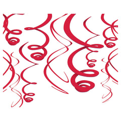 Vibrant Red Swirl Decorations - 22-Inch, 3-ct - Pack of 12