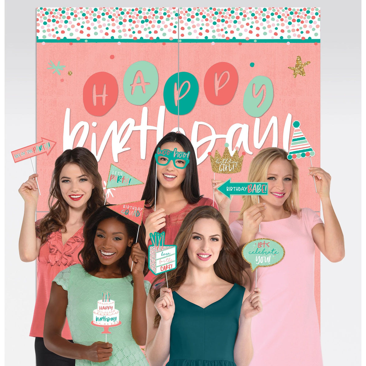 Happy Cake Day Scene Setter Kit, Pink/Blue, 20-inch, 13-pk - Pack of 6