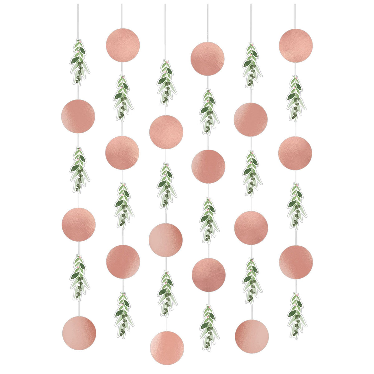 Love & Leaves String Decorations, Green/Pink, 7-foot, 6-ct - Case of 72