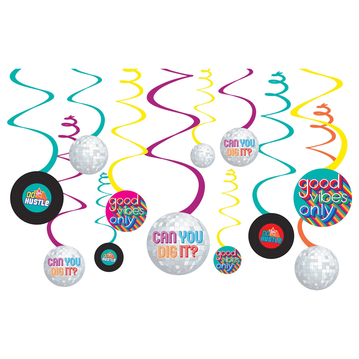 Good Vibes Swirl Hanging Decorations, 10-inch, 6-ct - Case of 48