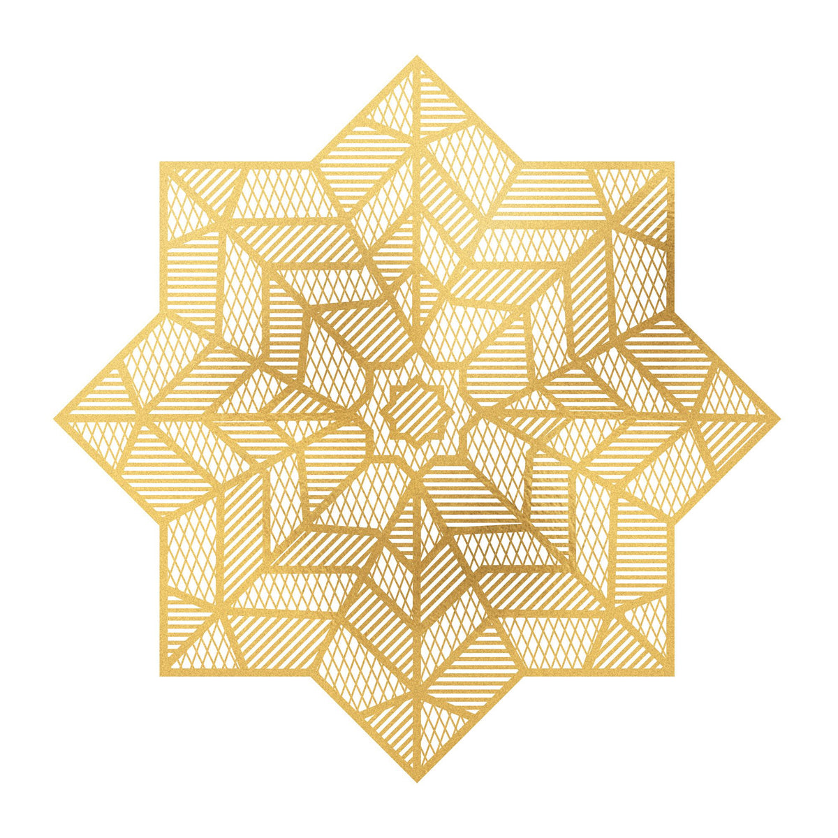 Star Geometric Vinyl Placemat, Gold, 15-in - Case of 96