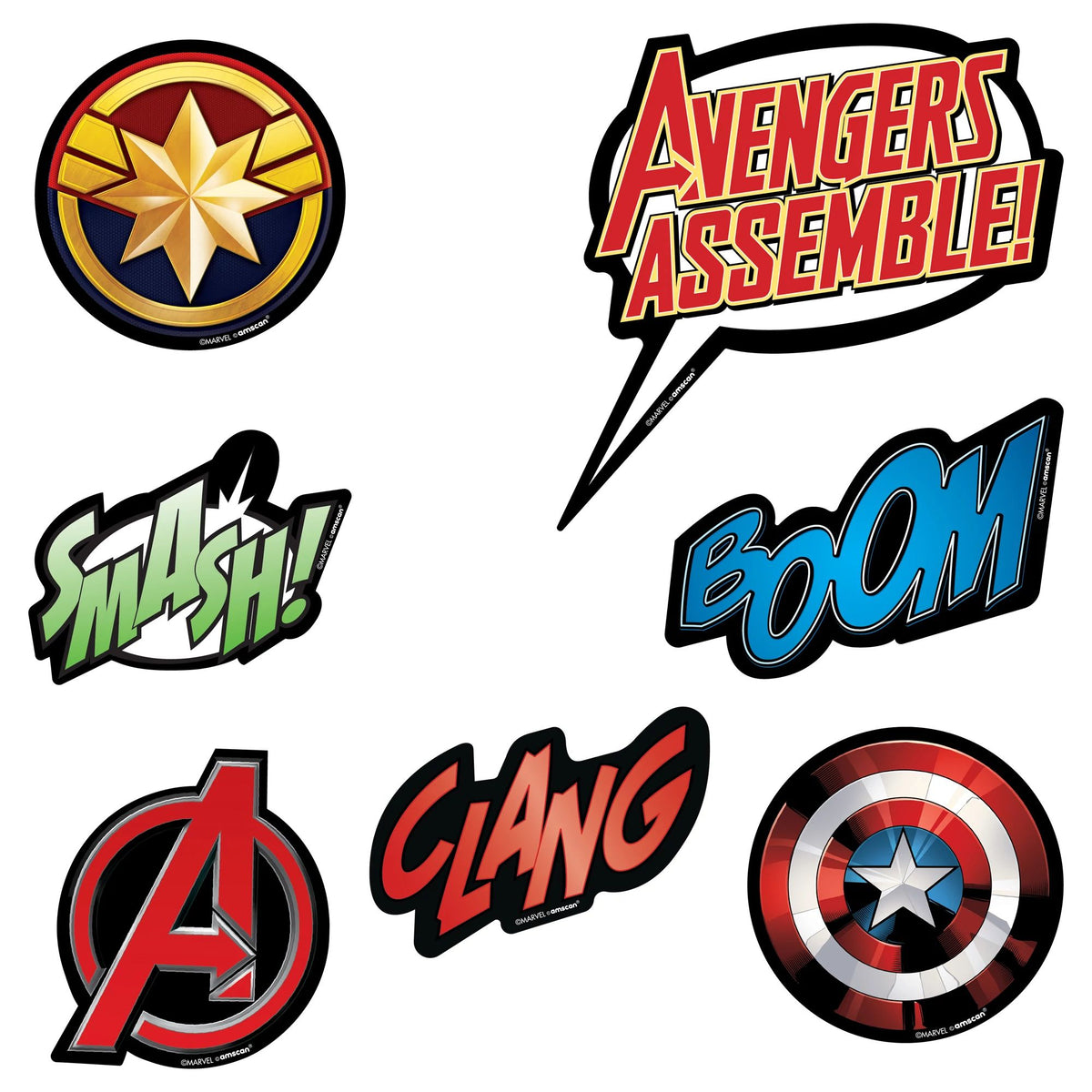 Marvel Avengers Wall & Window Vinyl Cling Decals, Red/Blue, 12-inch, 14-pk - Pack of 9